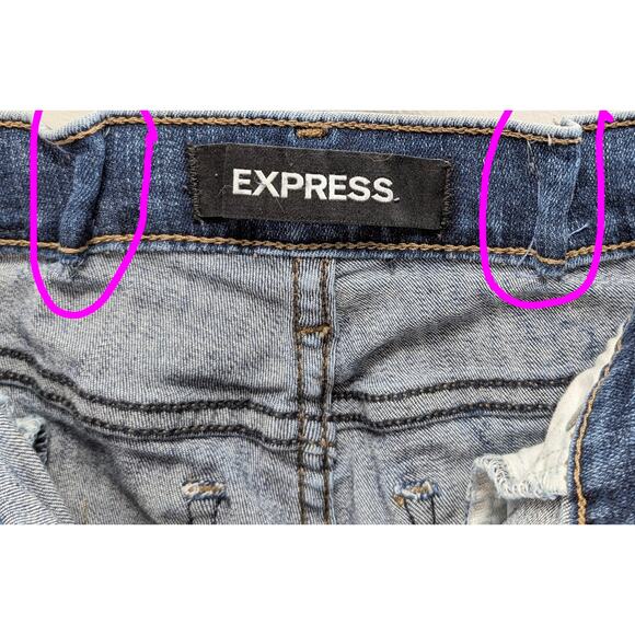 Express Skinny Ankle Jeans with Mid Rise Center Seam Slit Hem Medium Wash Size 6 - Picture 7 of 16